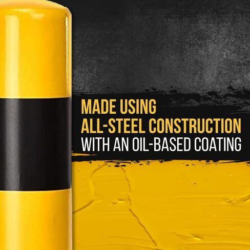 عمود بولارد مقاس 91.44 سم من Adir، عبوة من قطعتين - حاجز أمان من الصلب لمواقف السيارات وواجهات المتاجر والمداخل والأرصفة والمناطق الحساسة لحركة المرور - حاجز أمان مع لمسة نهائية تعتمد على الزيت الأصفر in Kuwait