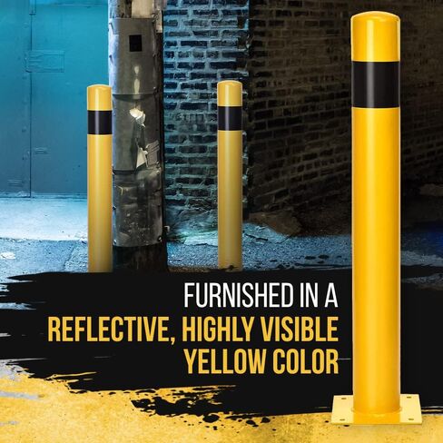 عمود بولارد مقاس 91.44 سم من Adir، عبوة من قطعتين - حاجز أمان من الصلب لمواقف السيارات وواجهات المتاجر والمداخل والأرصفة والمناطق الحساسة لحركة المرور - حاجز أمان مع لمسة نهائية تعتمد على الزيت الأصفر in Kuwait