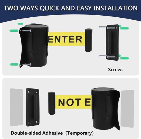 Crowd Control Wall Mount Retractable Belt Barrier 2 Pack,TrreZon Fixed Stanchion Tapes 16' Yellow Belt with "Caution: DO NOT Enter" for High-Traffic Area Hallway Grocery Church Office Stadium School in Saudi Arabia