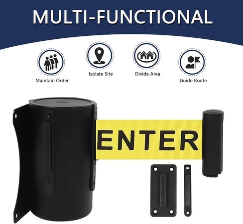 Crowd Control Wall Mount Retractable Belt Barrier 2 Pack,TrreZon Fixed Stanchion Tapes 16' Yellow Belt with "Caution: DO NOT Enter" for High-Traffic Area Hallway Grocery Church Office Stadium School in Saudi Arabia