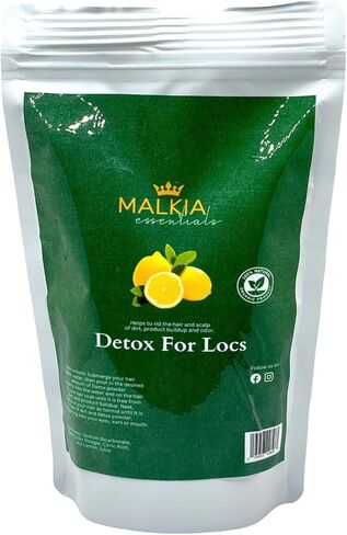 Malkia Essentials Detox for Locs - منتجات الشعر المجدولة الطبيعية، شطف خل التفاح للتنظيف العميق، مسحوق نقع الشعر المضاد للحكة، منظف الشعر العضوي لتراكم الشعر in Kuwait