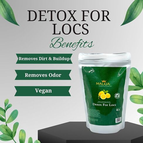 Malkia Essentials Detox for Locs - منتجات الشعر المجدولة الطبيعية، شطف خل التفاح للتنظيف العميق، مسحوق نقع الشعر المضاد للحكة، منظف الشعر العضوي لتراكم الشعر in Kuwait