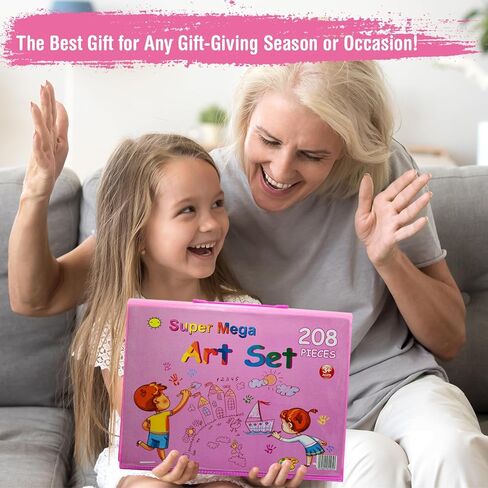 لوازم فنية للأطفال، 230 قطعة حافظة فنية للرسم للفتيات مع حامل ثلاثي الجوانب مزدوج، كتب تلوين وأقلام تلوين وأقلام رصاص ملونة، هدايا مواد رسم إبداعية للفنانين المبتدئين in Kuwait