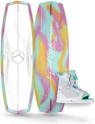 Liquid Force 2024 Angel 135cm Wakeboard with Plush Size 7-10 Wakeboard Bindings Package in Saudi Arabia