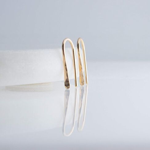 Rose Gold Upside Down 13mm Minimalist Huggie Earrings Horseshoe Wishbone Handmade Hoop (14K Rose Gold Filled / 20 gauge/Round wire) in Saudi Arabia