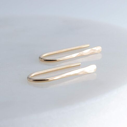 Rose Gold Upside Down 13mm Minimalist Huggie Earrings Horseshoe Wishbone Handmade Hoop (14K Rose Gold Filled / 20 gauge/Round wire) in Saudi Arabia