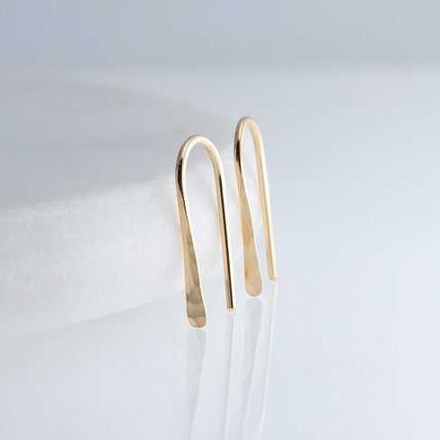 Rose Gold Upside Down 13mm Minimalist Huggie Earrings Horseshoe Wishbone Handmade Hoop (14K Rose Gold Filled / 20 gauge/Round wire) in Saudi Arabia