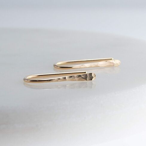 Rose Gold Upside Down 13mm Minimalist Huggie Earrings Horseshoe Wishbone Handmade Hoop (14K Rose Gold Filled / 20 gauge/Round wire) in Saudi Arabia