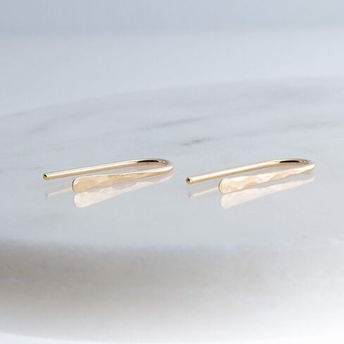 Rose Gold Upside Down 13mm Minimalist Huggie Earrings Horseshoe Wishbone Handmade Hoop (14K Rose Gold Filled / 20 gauge/Round wire) in Saudi Arabia