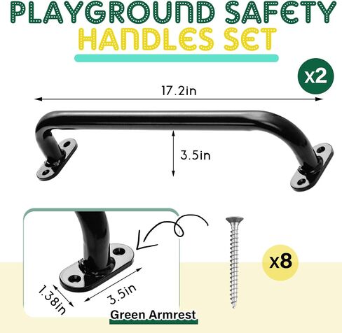 Dunzy 2 Pcs 17.72 Inch Playground Accessories Metal Safety Handles with Screw Playground Handles Playground Safety Handles Playhouse Accessories for Swing Set Treehouse Playground(Green) in Saudi Arabia