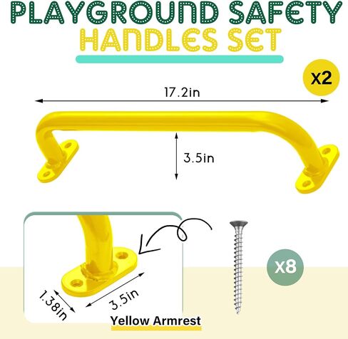 Dunzy 2 Pcs 17.72 Inch Playground Accessories Metal Safety Handles with Screw Playground Handles Playground Safety Handles Playhouse Accessories for Swing Set Treehouse Playground(Green) in Saudi Arabia
