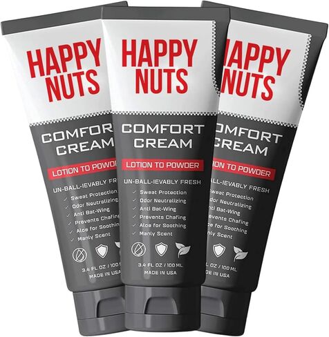 HAPPY NUTS Comfort Cream Deodorant For Men: Anti-Chafing Sweat Defense, Odor Control, Aluminum-Free Mens Deodorant & Hygiene Products for Men's Private Parts 3.4 oz.(3 Pack, Original) in Saudi Arabia