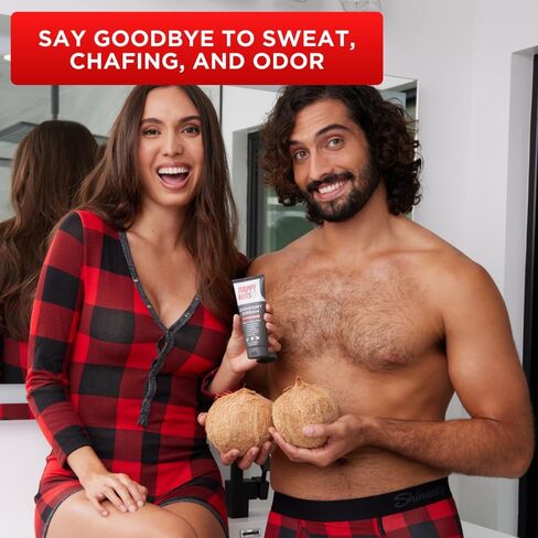 HAPPY NUTS Comfort Cream Deodorant For Men: Anti-Chafing Sweat Defense, Odor Control, Aluminum-Free Mens Deodorant & Hygiene Products for Men's Private Parts 3.4 oz.(3 Pack, Original) in Saudi Arabia