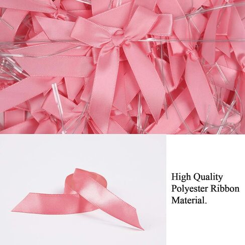 50 Pack Pink Satin Ribbon Twist Tie Bows for Treat Bags, Gift Bags, Bakery Candy Bags and Package Decorating Ribbon Bow, Bowknot for Gifts in Saudi Arabia