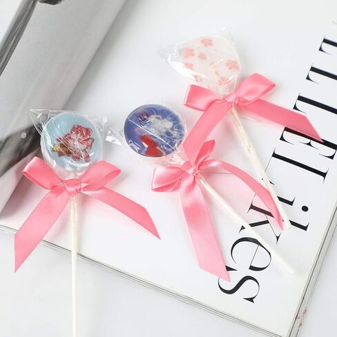 50 Pack Pink Satin Ribbon Twist Tie Bows for Treat Bags, Gift Bags, Bakery Candy Bags and Package Decorating Ribbon Bow, Bowknot for Gifts in Saudi Arabia
