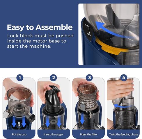 Narcissus Cold Press Juicer, Compact Slow Masticating Juicer Machines with 3-inch Large Feed Chute, Small Juicer Machines for Vegetable and Fruit, Easy To Clean with Brush, 2 Filters, BPA Free, 150W in Kuwait