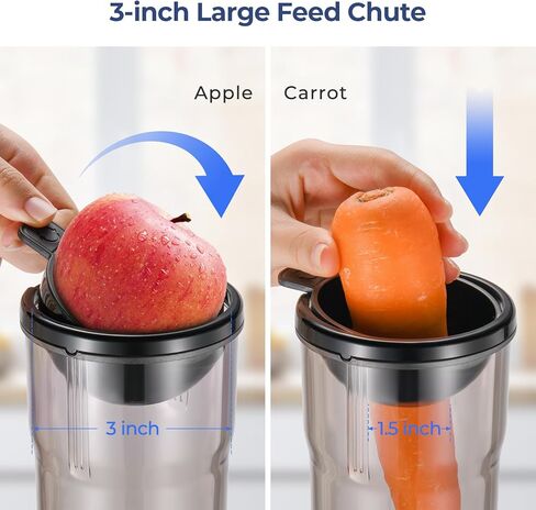 Narcissus Cold Press Juicer, Compact Slow Masticating Juicer Machines with 3-inch Large Feed Chute, Small Juicer Machines for Vegetable and Fruit, Easy To Clean with Brush, 2 Filters, BPA Free, 150W in Kuwait