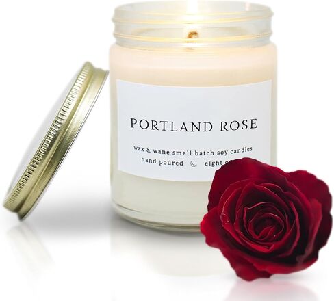 شمعة Wax & Wane French Peony الحديثة المصنوعة يدويًا بوزن 8 أونصة للرجال والنساء - شموع طويلة الاشتعال لأكثر من 40 ساعة للمنزل وغرفة النوم والحمام - شموع الصويا الطبيعية 100% مصنوعة في الولايات المتحدة الأمريكية in Kuwait