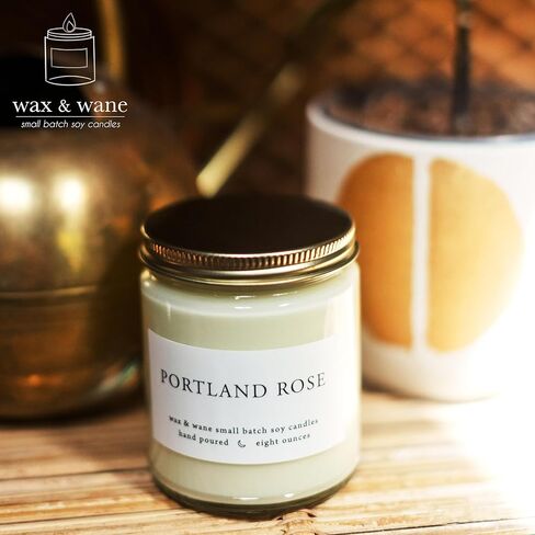 شمعة Wax & Wane French Peony الحديثة المصنوعة يدويًا بوزن 8 أونصة للرجال والنساء - شموع طويلة الاشتعال لأكثر من 40 ساعة للمنزل وغرفة النوم والحمام - شموع الصويا الطبيعية 100% مصنوعة في الولايات المتحدة الأمريكية in Kuwait