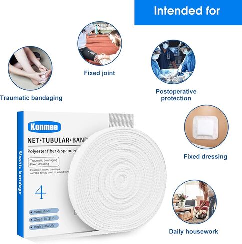 ضمادة أنبوبية مرنة لتضميد الجروح، ضمادة شاش مرنة قابلة للتمدد، مقاس 4 لراحة اليد والمعصم والساعد in Kuwait
