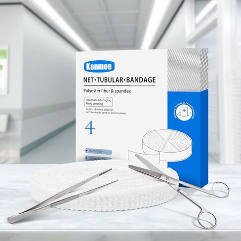 ضمادة أنبوبية مرنة لتضميد الجروح، ضمادة شاش مرنة قابلة للتمدد، مقاس 4 لراحة اليد والمعصم والساعد in Kuwait