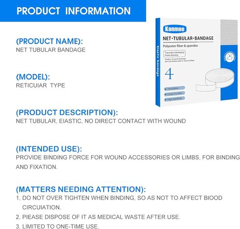 ضمادة أنبوبية مرنة لتضميد الجروح، ضمادة شاش مرنة قابلة للتمدد، مقاس 4 لراحة اليد والمعصم والساعد in Kuwait