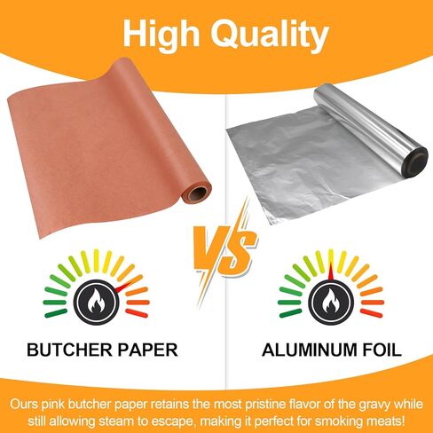 لفة ورق الجزار الوردي من Romeda، ورق جزار مقاس 15 بوصة × 433 بوصة لتدخين لحم الصدر، ورق جزار الخوخ للحوم التدخين، والشواء in Kuwait
