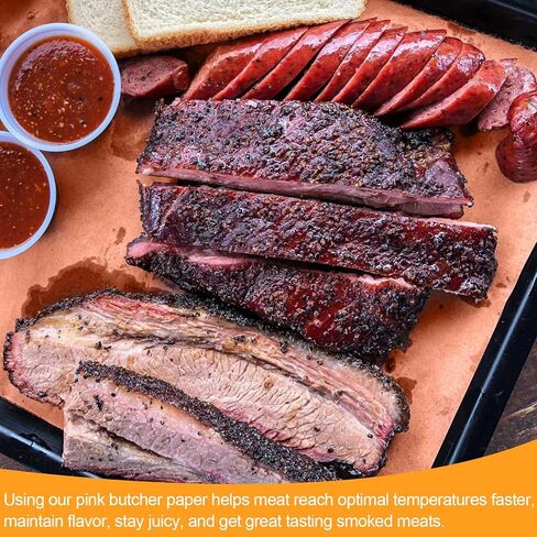 لفة ورق الجزار الوردي من Romeda، ورق جزار مقاس 15 بوصة × 433 بوصة لتدخين لحم الصدر، ورق جزار الخوخ للحوم التدخين، والشواء in Kuwait