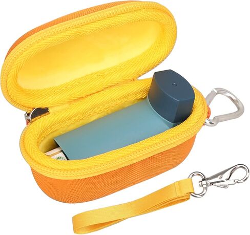 Mchoi Hard Carrying Case, with Carabiner Keychain & Lanyardor for Handy Ventolin Inhaler, Case Only Yellow in Saudi Arabia