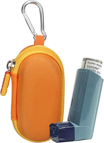 Mchoi Hard Carrying Case, with Carabiner Keychain & Lanyardor for Handy Ventolin Inhaler, Case Only Yellow in Saudi Arabia