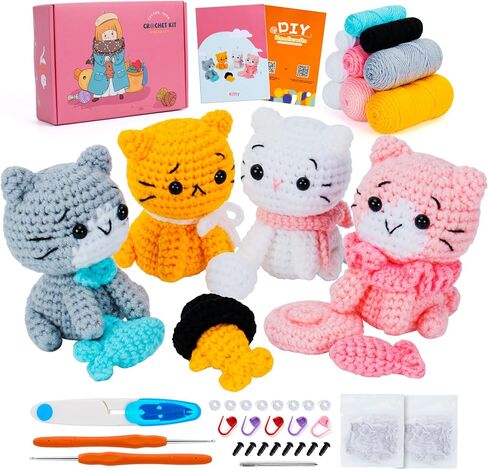 Crochet Kit for Beginners, Axolotls Cat Crochet Kit for Adults Beginner in Saudi Arabia