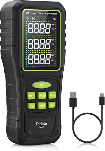 Tadeto EMF Meter، كاشف EMF، 3 في 1 شاشة LCD رقمية محمولة باليد قابلة لإعادة الشحن EMF RF كاشف الإشعاع لـ EF، RF، MF للمنزل، المكتب، الهواء الطلق، صيد الأشباح in Kuwait