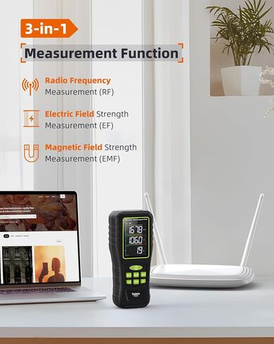 Tadeto EMF Meter، كاشف EMF، 3 في 1 شاشة LCD رقمية محمولة باليد قابلة لإعادة الشحن EMF RF كاشف الإشعاع لـ EF، RF، MF للمنزل، المكتب، الهواء الطلق، صيد الأشباح in Kuwait