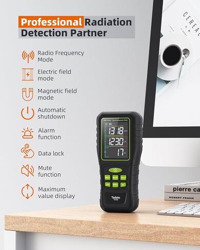 Tadeto EMF Meter، كاشف EMF، 3 في 1 شاشة LCD رقمية محمولة باليد قابلة لإعادة الشحن EMF RF كاشف الإشعاع لـ EF، RF، MF للمنزل، المكتب، الهواء الطلق، صيد الأشباح in Kuwait