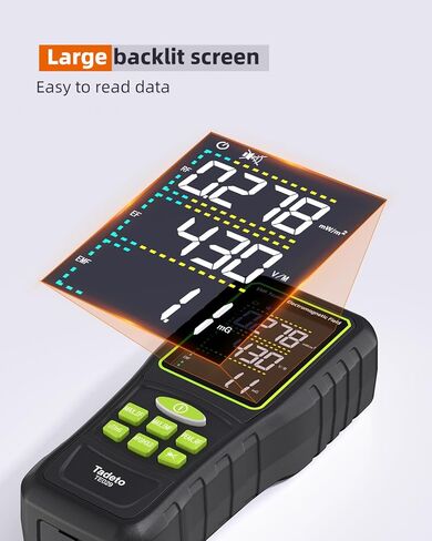 Tadeto EMF Meter، كاشف EMF، 3 في 1 شاشة LCD رقمية محمولة باليد قابلة لإعادة الشحن EMF RF كاشف الإشعاع لـ EF، RF، MF للمنزل، المكتب، الهواء الطلق، صيد الأشباح in Kuwait