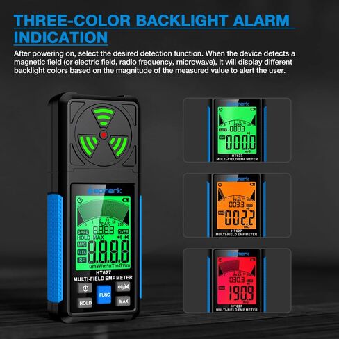 مقياس EMF، كاشف إشعاع المجال المغناطيسي متعدد الوظائف 3 في 1 لـ EF RF MF، مقياس كشف تردد الراديو لفحص EMF في المكتب والمنزل (HT627) in Kuwait