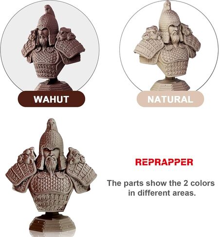 Reprapper Wood PLA، شعيرات PLA خشبية مزدوجة اللون 1.75 مم، خيوط طابعة ثلاثية الأبعاد مع ألياف الخشب الحقيقية، واهوت/طبيعي، 1000 جرام in Kuwait