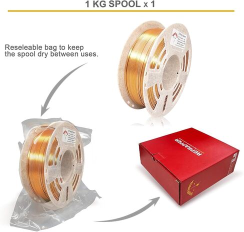 Reprapper Wood PLA، شعيرات PLA خشبية مزدوجة اللون 1.75 مم، خيوط طابعة ثلاثية الأبعاد مع ألياف الخشب الحقيقية، واهوت/طبيعي، 1000 جرام in Kuwait