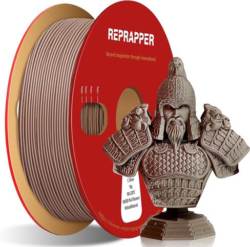 Reprapper Wood PLA، شعيرات PLA خشبية مزدوجة اللون 1.75 مم، خيوط طابعة ثلاثية الأبعاد مع ألياف الخشب الحقيقية، واهوت/طبيعي، 1000 جرام in Kuwait