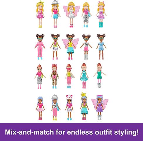 Polly Pocket Set with 4 Dolls, 3 Pets & 50 Fashion Accessories, Stylin' Safari Fashion Collection, Animal-Themed Case in Saudi Arabia
