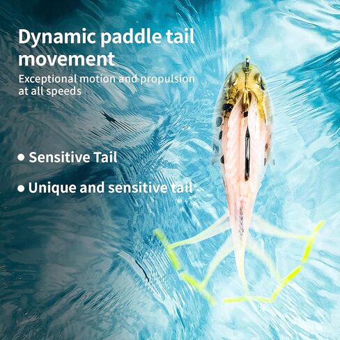 طُعم صيد السمك، رأس تهزهز، طُعم صيد من البلاستيك الناعم مع ذيل مجداف لسمك السلمون المرقط وعين رمادية فاتحة اللون in Kuwait