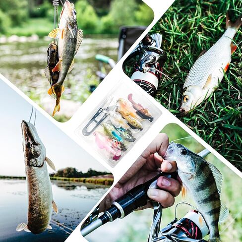 طُعم صيد السمك، رأس تهزهز، طُعم صيد من البلاستيك الناعم مع ذيل مجداف لسمك السلمون المرقط وعين رمادية فاتحة اللون in Kuwait