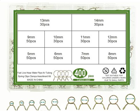 400Pcs Fuel Line Hose Tubing Spring Clips Clamp Water Pipe Clamps Assortment Kit in Kuwait