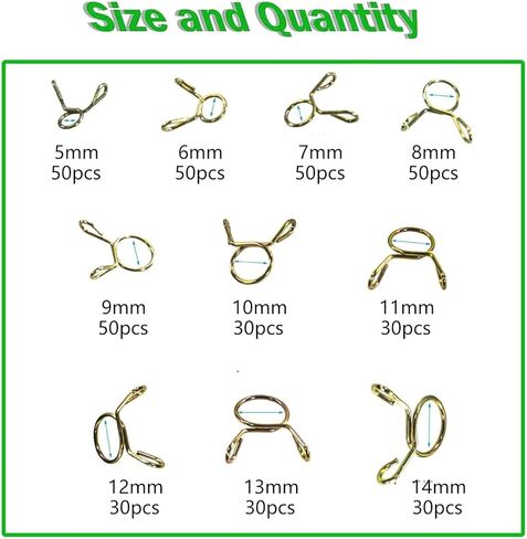 400Pcs Fuel Line Hose Tubing Spring Clips Clamp Water Pipe Clamps Assortment Kit in Kuwait