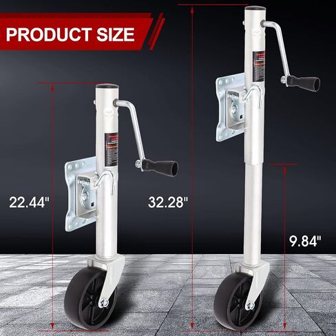 رافعة مقطورة قارب دوارة 1000 رطل مع عجلات 6 بوصة، سفر عمودي 10 بوصة مع أدوات تثبيت مثبتة بمسامير (10 بوصة 1000 رطل) in Kuwait