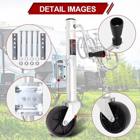 رافعة مقطورة قارب دوارة 1000 رطل مع عجلات 6 بوصة، سفر عمودي 10 بوصة مع أدوات تثبيت مثبتة بمسامير (10 بوصة 1000 رطل) in Kuwait