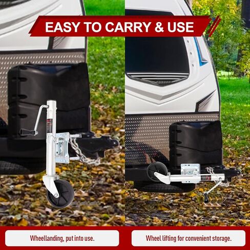 رافعة مقطورة قارب دوارة 1000 رطل مع عجلات 6 بوصة، سفر عمودي 10 بوصة مع أدوات تثبيت مثبتة بمسامير (10 بوصة 1000 رطل) in Kuwait