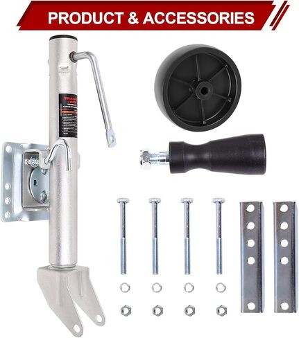 رافعة مقطورة قارب دوارة 1000 رطل مع عجلات 6 بوصة، سفر عمودي 10 بوصة مع أدوات تثبيت مثبتة بمسامير (10 بوصة 1000 رطل) in Kuwait