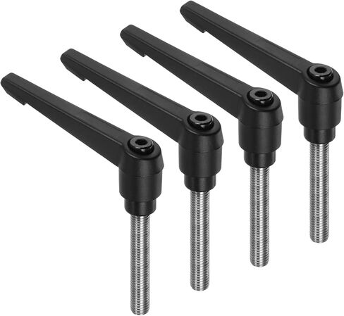uxcell 4 قطع مقابض ذراع التثبيت، M10 × 35 مم 304 مسمار ذكر ملولب من الفولاذ المقاوم للصدأ، مقابض قابلة للتعديل قفل مقابض زر ضغط السقاطة سريعة الفك، أسود in Kuwait