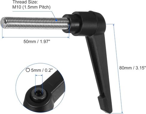 uxcell 4 قطع مقابض ذراع التثبيت، M10 × 35 مم 304 مسمار ذكر ملولب من الفولاذ المقاوم للصدأ، مقابض قابلة للتعديل قفل مقابض زر ضغط السقاطة سريعة الفك، أسود in Kuwait